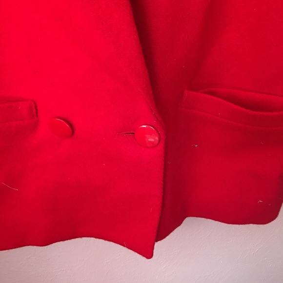 VTG 80's -90's Oversized 100% Wool Red Blazer - Picture 6 of 16